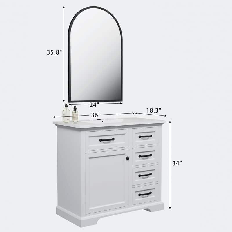 Bathroom Vanity with Top Sink Freestanding Vanity Set with Mirror