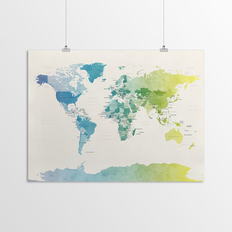 Americanflat - Watercolour Political Map Of The World New 1 by Michael ...