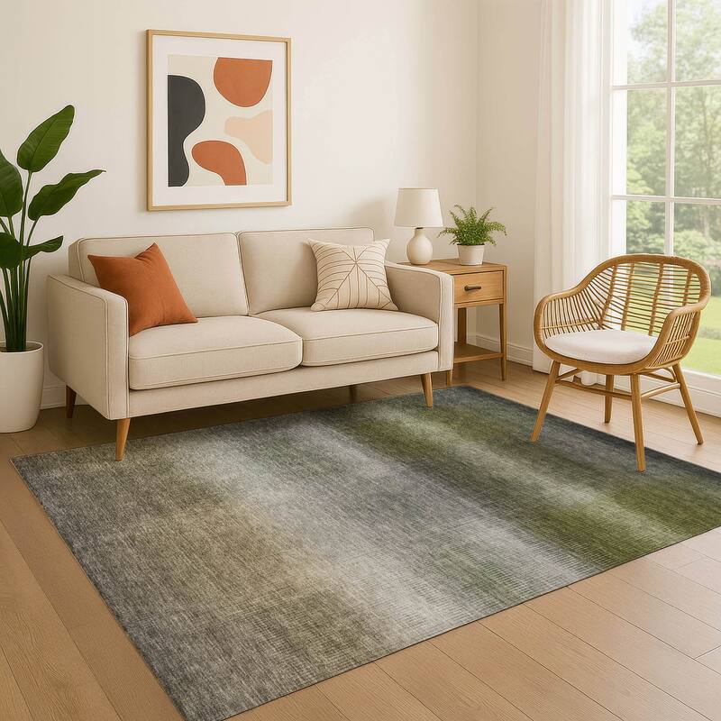 Premium Washable Super Soft Solid Ombre Mayfield Rug - Pewter - 3' x 5'