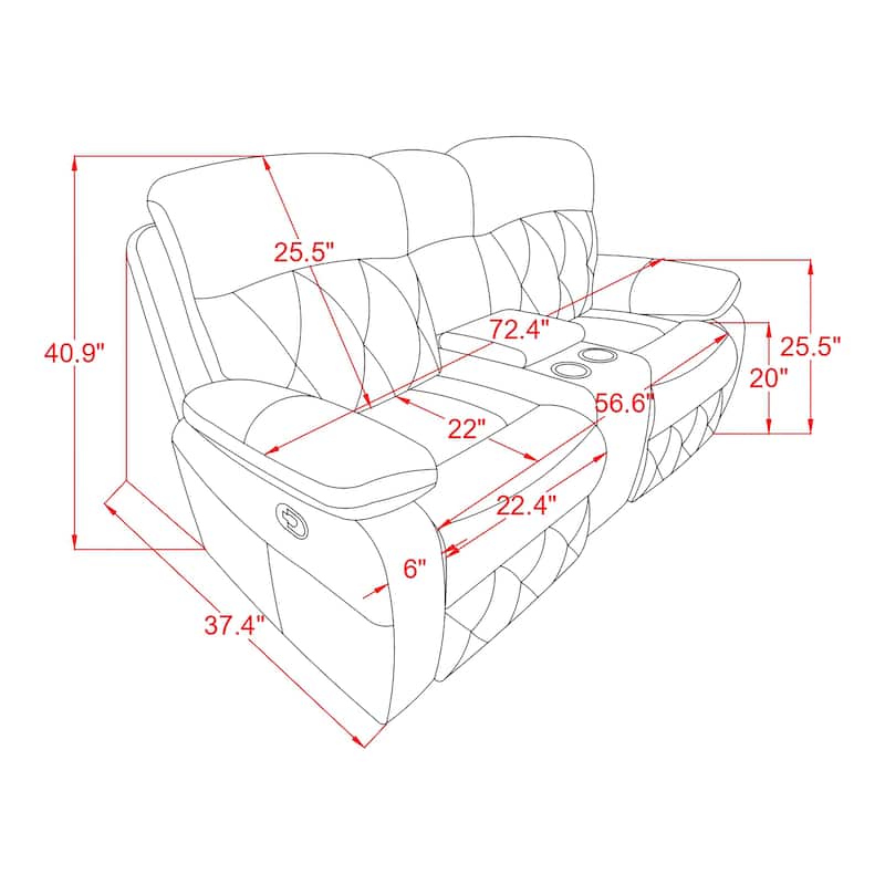 Owen Brown Breathable Leather Manual Reclining Loveseat with Storage Console