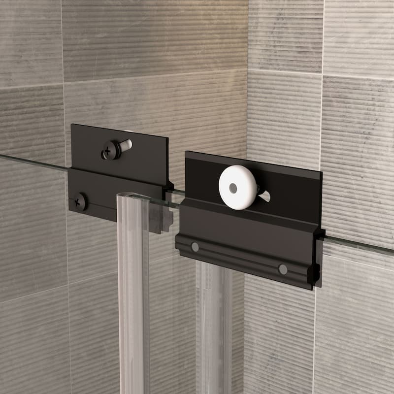 45''/54''W x 70'' H Glass Double Sliding Shower Door in Black/Chrome