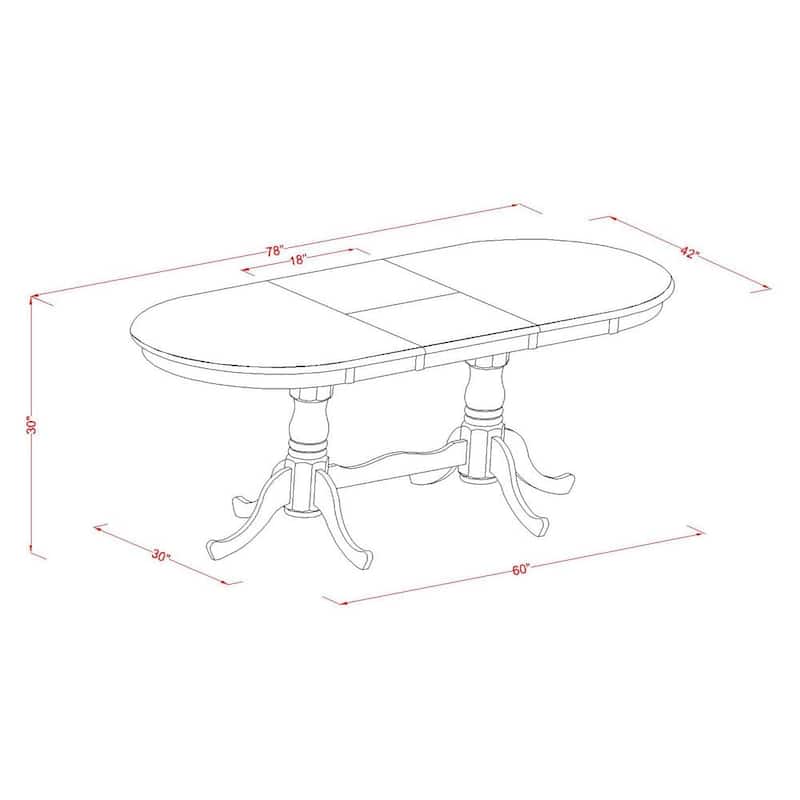 East West Furniture 9 Piece Dining Set- an Oval Kitchen Table and 8 SolidChairs, Saddle Brown(Seat Type Options)