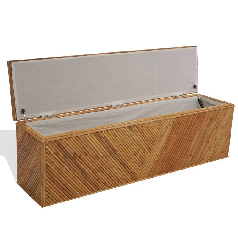 SAFAVIEH Couture Zoeigh Rattan Trunk - 62"W x 15"D x 18"H