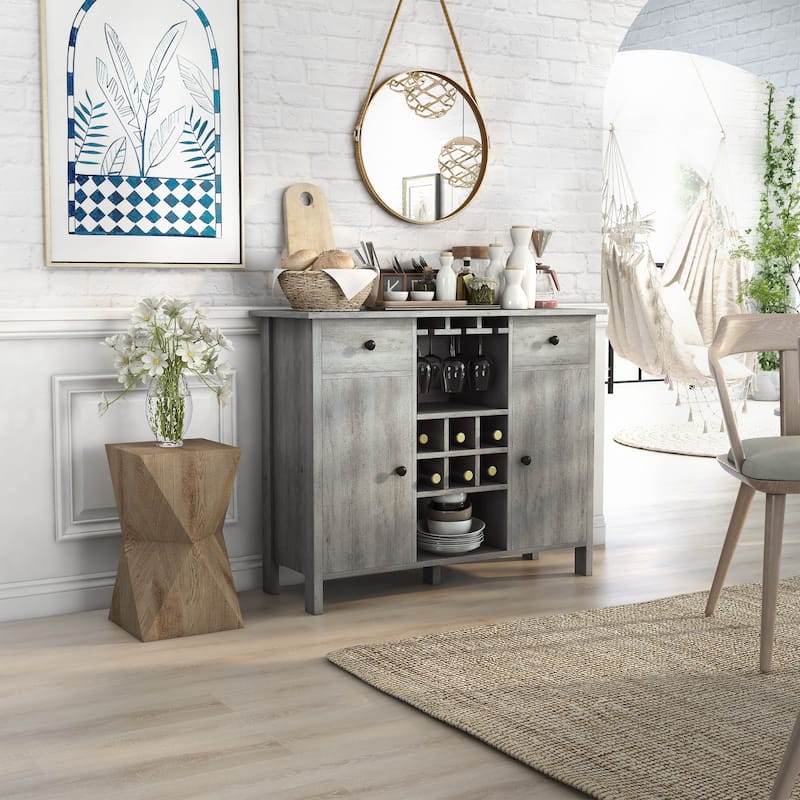 Furniture of America Madrid Contemporary 5-shelf Buffet - Vintage Grey Oak