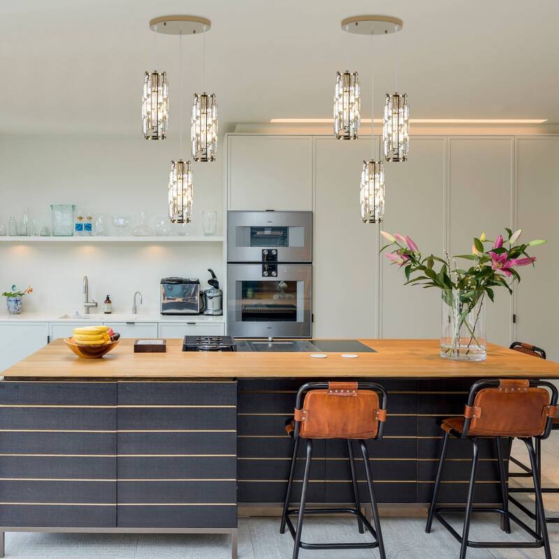 3-Light Chandelier for Bedroom Kitchen Dining Room with Crystal Shaded