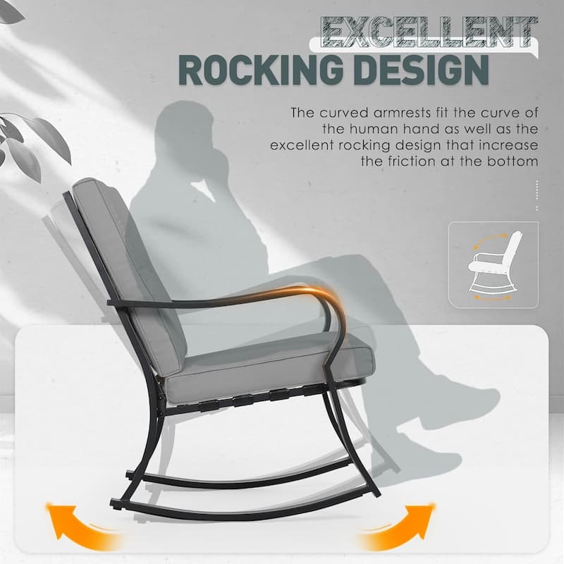 3-piece Rocking Chair Patio Bistro Set with Side Table