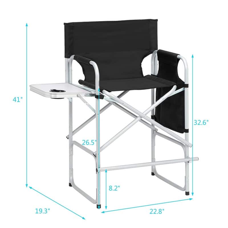 Iron Round Pipe Director's Chair without Carrying Bag - Black & Silver