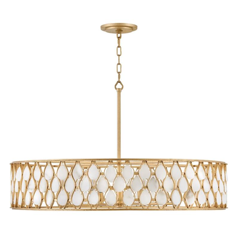 Fredrick Ramond FR41506 Estie 8 Light 38" Wide Drum Chandelier - Piastra Gold