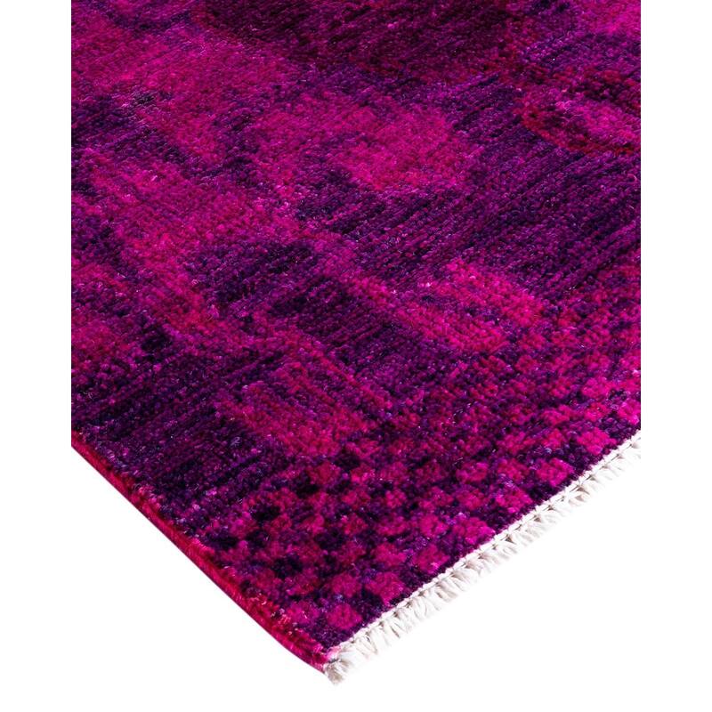 Modern One-of-a-Kind Hand-Knotted Runner Rug - Pink, 2' 6" x 10' 3" - 2' 6" x 10' 3"