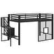 preview thumbnail 13 of 14, Twin Size Metal Low Loft Bed Frame with Storage Staircase and Iron mesh, Black