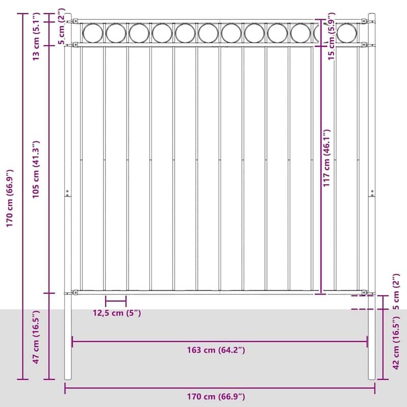 vidaXL Garden Fence Gray Steel