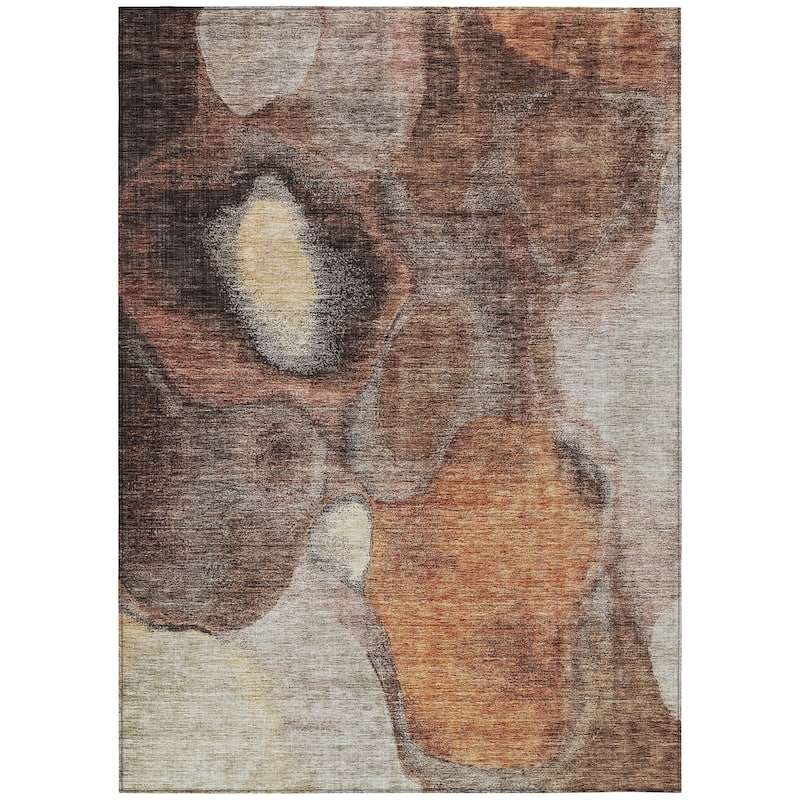 Machine Washable Indoor/ Outdoor Abstract Contemporary Chantille Rug