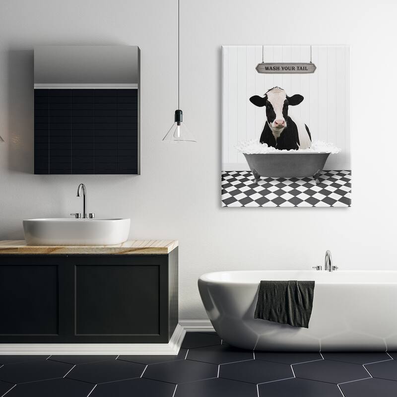 Stupell Wash Your Tail Cow Canvas Wall Art Design by Lettered and Lined