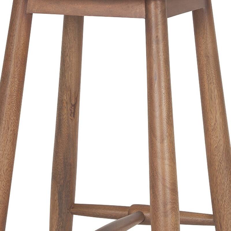 HomeRoots 30" Natural Solid Wood Backless Bar Height Bar Chair