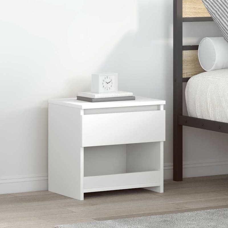 vidaXL Bedside Cabinet Engineered wood - White (1)