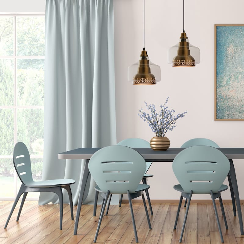 Lydia River of Goods Brushed Brass Bell-Shaped Pendant Light with Clear Glass Shade - 7" x 7" x 12/77"