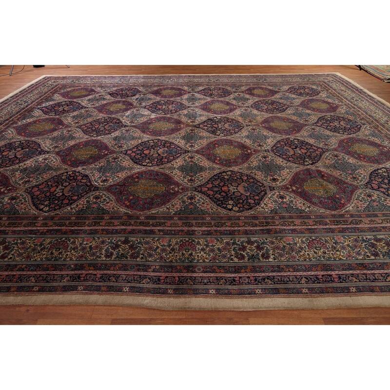 Vegetable Dye Kerman Persian Large Rug Handmade Wool Carpet - 13'3" x 17'3"