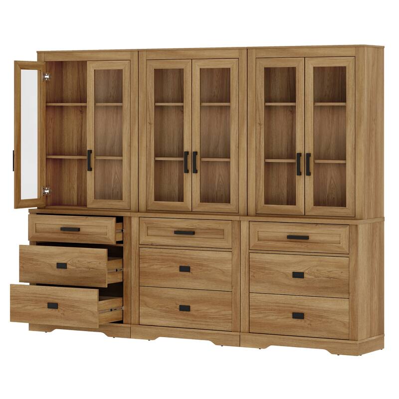 3 Tier Bookcase with Drawer,73.3" Tall Floor Standing Bookshelf