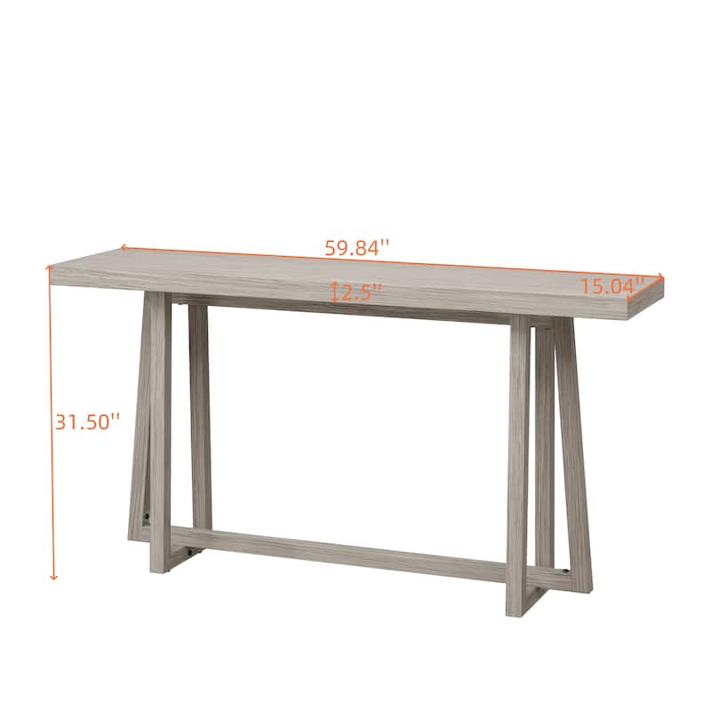 GDFStudio Theryn Magnesium Oxide Console Table with Wood Grain Design and Versatile Use