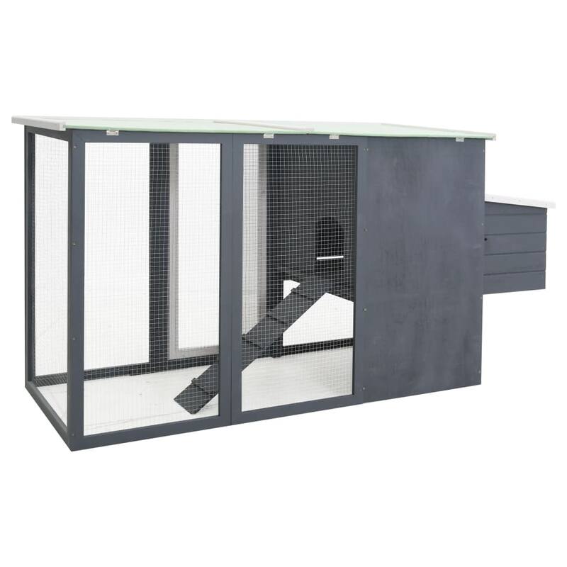 vidaXL Chicken Coop and Run Hen House with Nesting Box and Ramp Solid Wood - 79.5" x 29.5" x 38.6"