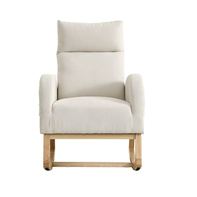 27.6" High Back Rocking Chair with Two Side Pockets