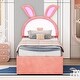 preview thumbnail 3 of 11, Twin Whimsical Upholstered Platform Bed with Trundle & 3 Drawers, Rabbit-Shaped Headboard w/Embedded LED Lights for Kids, Pink