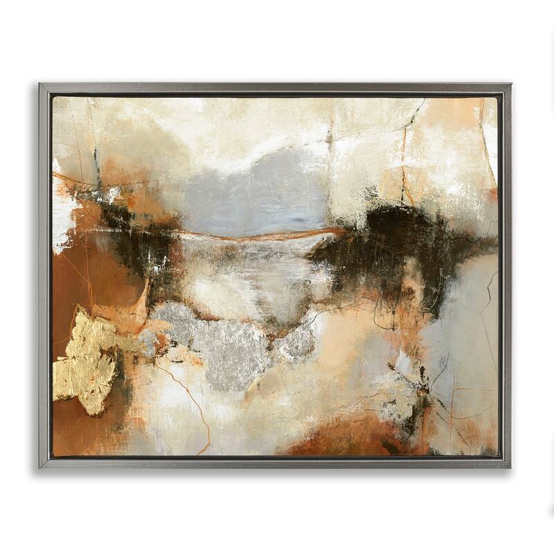 Stupell Unique Earthy Abstraction Framed Floater Canvas Wall Art Design By Design Fabrikken - 31 x 25 - Grey