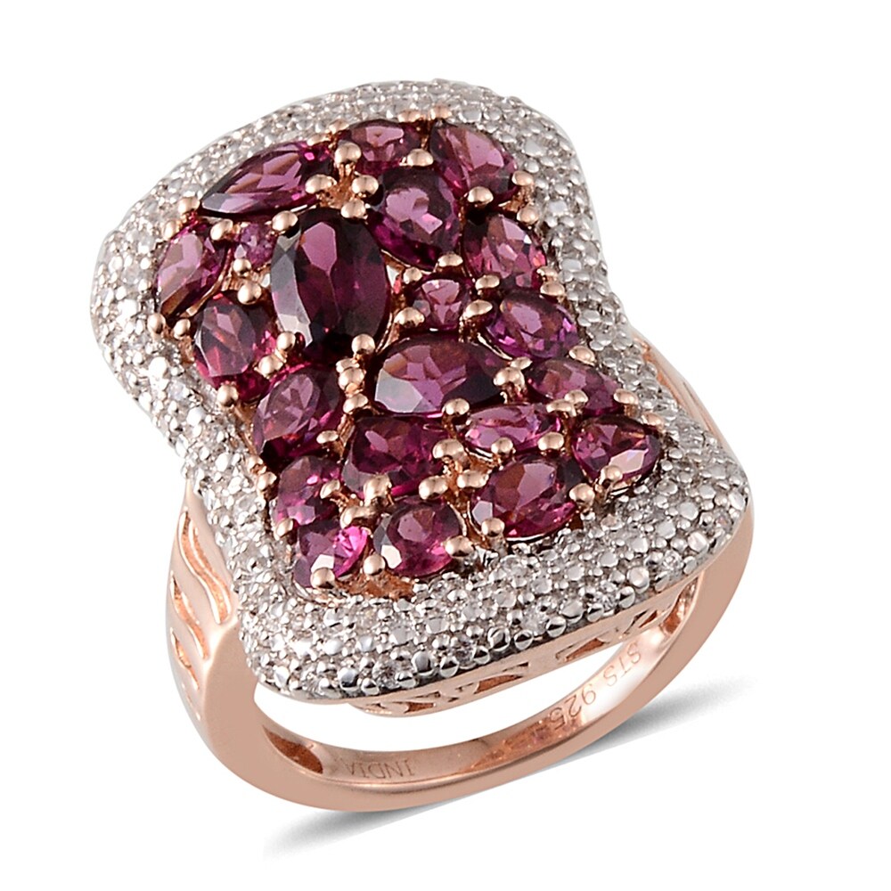 Shop Garnet Zircon Rose Gold Over 925 Sterling Silver Ring Ct 3 76 Overstock 31866012 Ring 7
