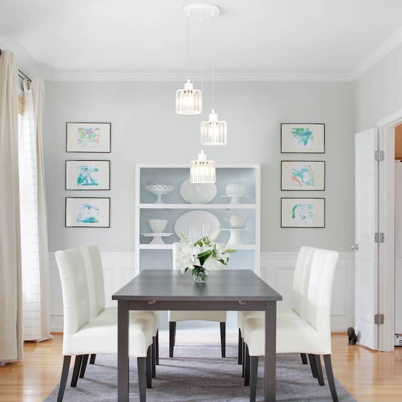 Modern 3-Light Crystal Chandelier, Kitchen Island Pendant Lights, Classic Semi Flush Mount Chandelier for Dining Room