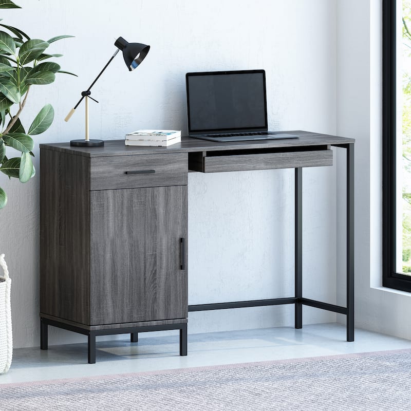 Gallaudet Faux Wood Computer Desk by Christopher Knight Home - Dark Gray + Black