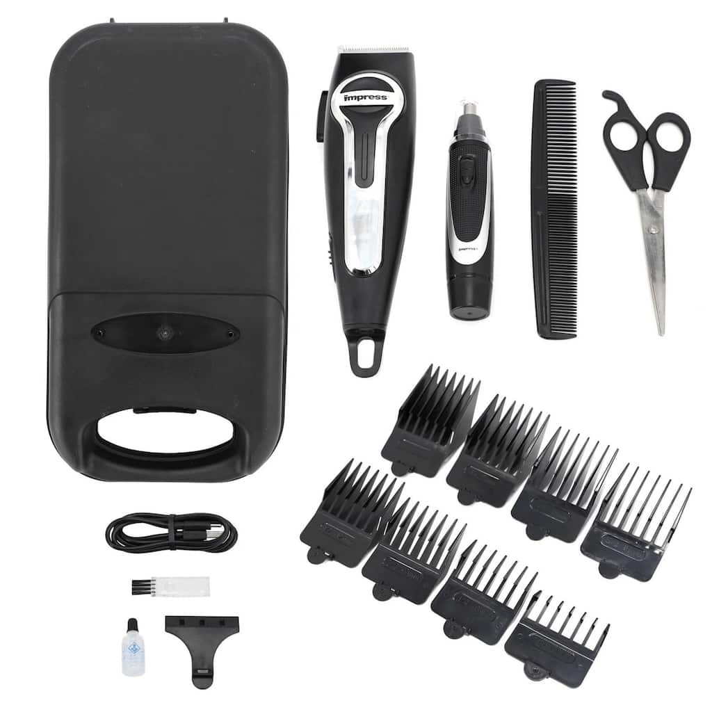 Impress 18-Pce Rechargeable Hair Clipper and Nose Trimmer Set