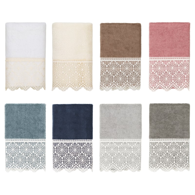 Authentic Hotel and Spa 100% Turkish Cotton Arian Cream Lace Embellished Hand Towel