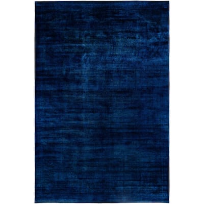 Overdyed One-of-a-Kind Hand-Knotted Area Rug - Blue - 12' 4" x 18' 1"