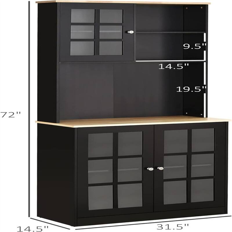 Kitchen Buffet with Hutch, Storage Pantry - 14.5"D x 31.5"W x 72"H