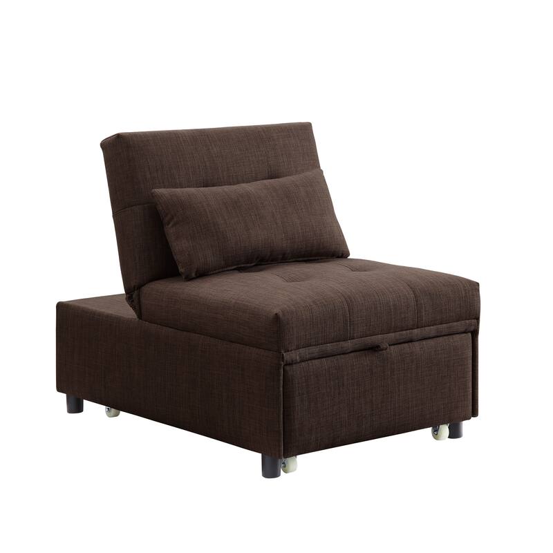 Home Adjustable Hidalgo Pull-out Sleeper PU Leather Sofa Bed- Beige