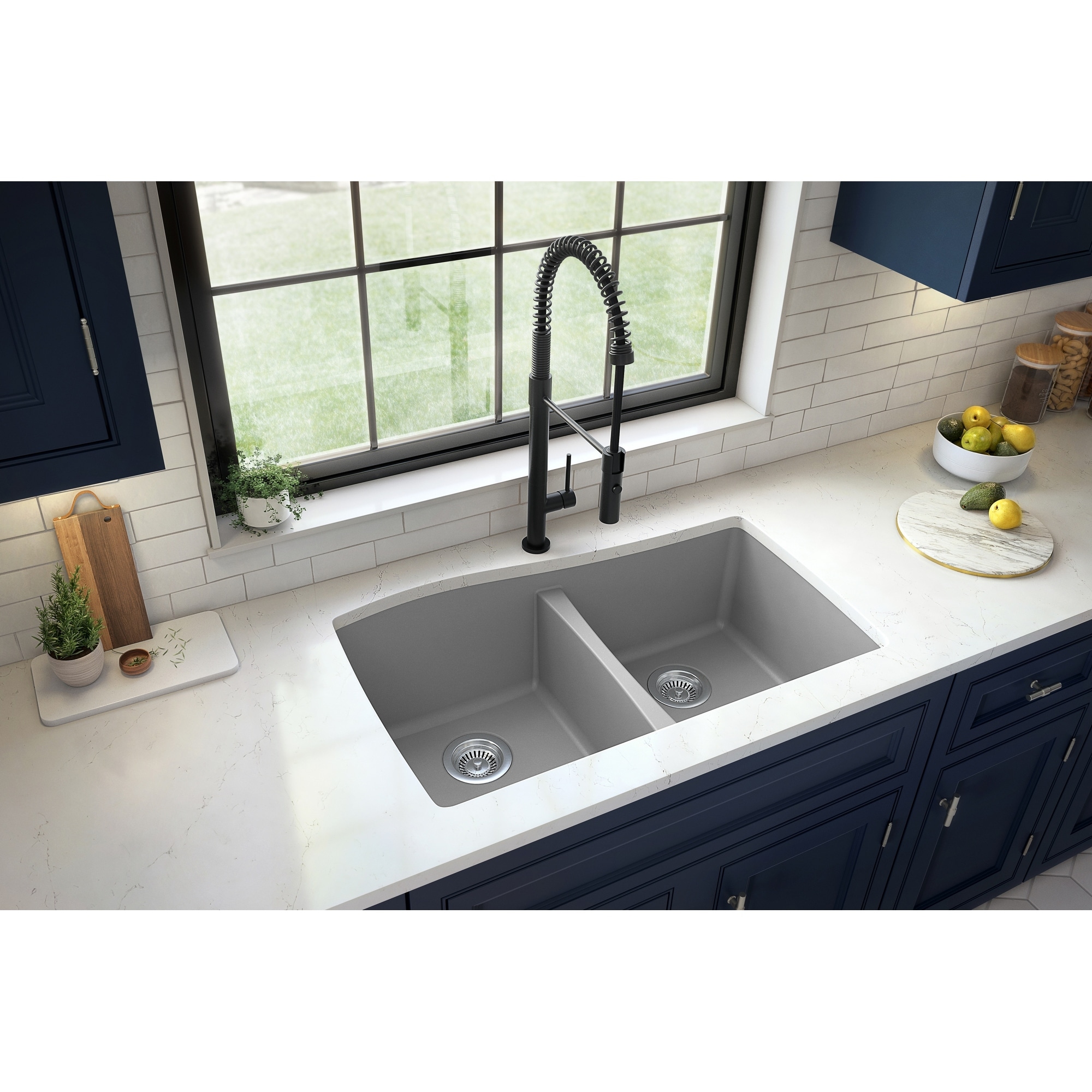 Karran Undermount Quartz Double Bowl Kitchen Sink ...