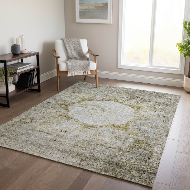 Machine Washable Indoor/ Outdoor Chantille Vintage Traditional Rug - Taupe - 3' x 5'