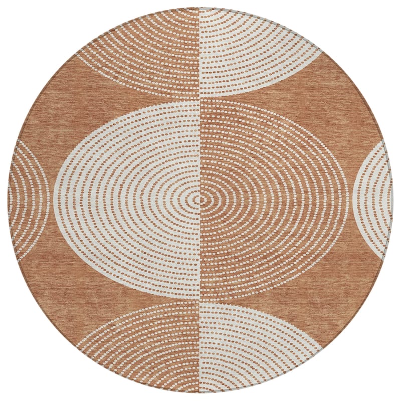 Machine Washable Indoor/ Outdoor Geo Circles Chantille Rug