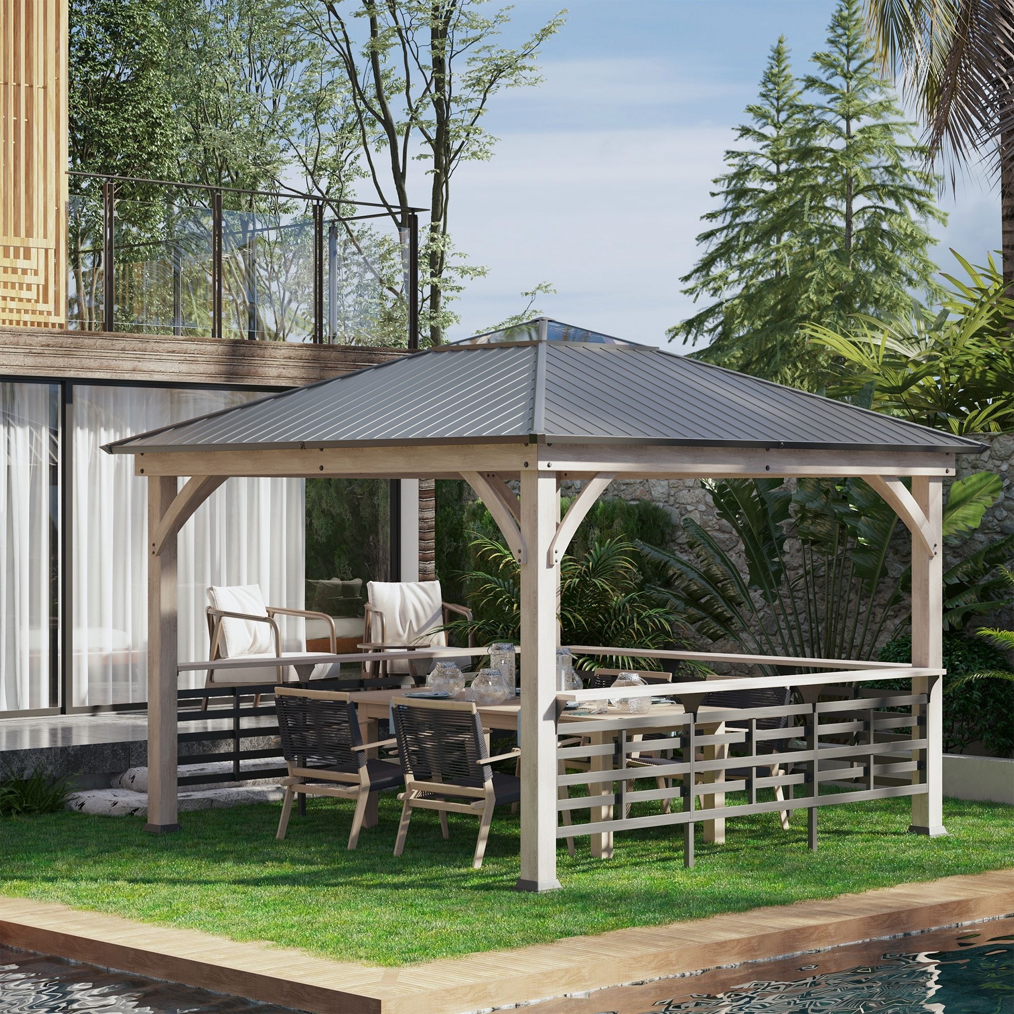 Cirkel Stolthed en anden Outsunny 11undefined x 11undefined Outdoor Gazebo Grill Canopy with Bar  Counters, Ceiling Hook, Metal and Acrylic Combined Roof - On Sale - -  37178803