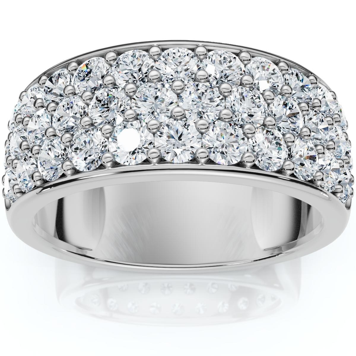 Bliss Diamond 1 1/2Ct Pave 3-Row Diamond Wedding Anniversary Ring Gold Lab Grown