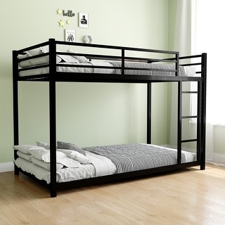 Metal Twin over Full Bunk Bed with Noise Reduction and Safety Features