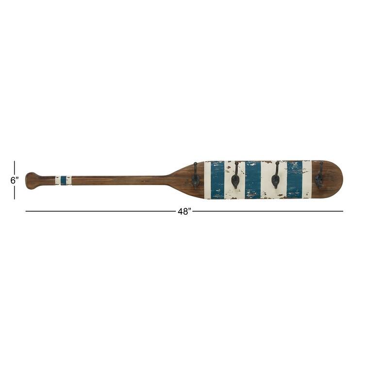 Wood 2 Hangers Wall Hook - Brown - Roche River Decor - 4"W x 48"L x 6"H