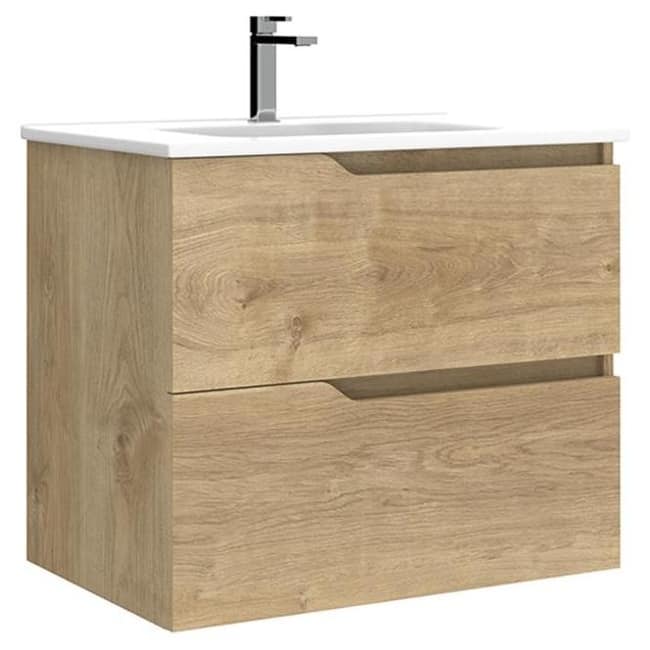 WS Bath Collections Menta C70 Menta 28" Wall Mounted Single Basin - Natural Oak - Oak Finish