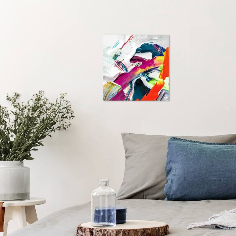 Wynwood Studio Abstract Abstracta Granate Citrus Red and Teal Modern & Contemporary Wall Art Canvas Print - 12 x 12