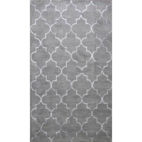 Trellis Wool/ Silk Hand-tufted Area Rug Modern Oriental Carpet - 5'0" x 8'0"
