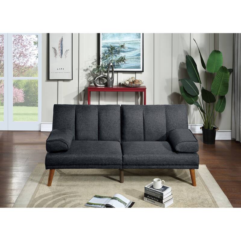 Adjustable Convertible Sofa with Extra Cushion - Navy Chaise Lounge and Sleeper Sofa - Black