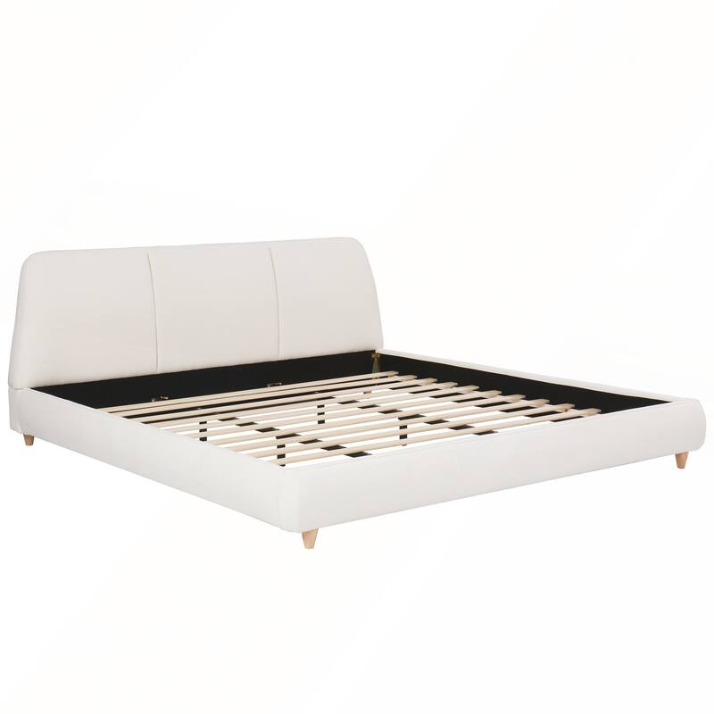 King Size Modern Upholstered Bed Frame with Linen Fabric