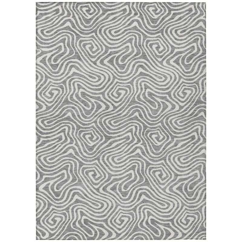 Machine Washable Indoor/ Outdoor Modern Trance Chantille Rug