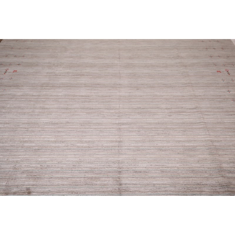 Striped Gabbeh Indian Area Rug Handmade Wool Carpet - 9'0"x 11'8"