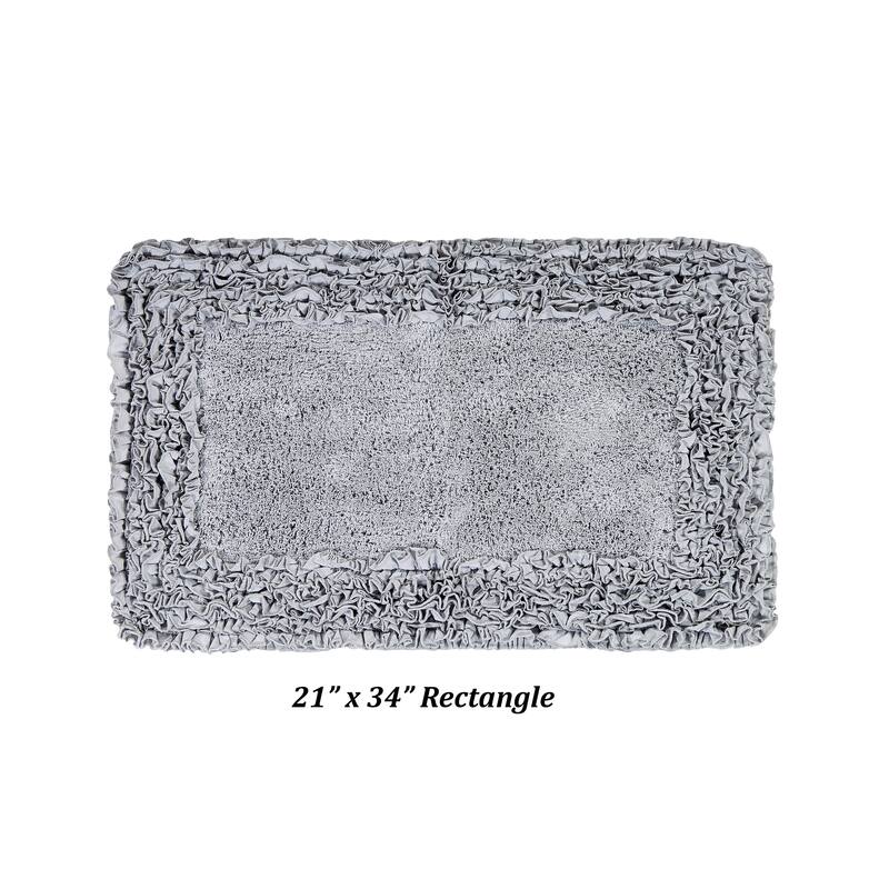 Better Trends Shaggy Border Collection Bathroom Rug -100% Cotton Tufted, Non-Skid Spray Latex Backing, Machine Washable Bath Mat - 21" x 34" Rectangle - Silver